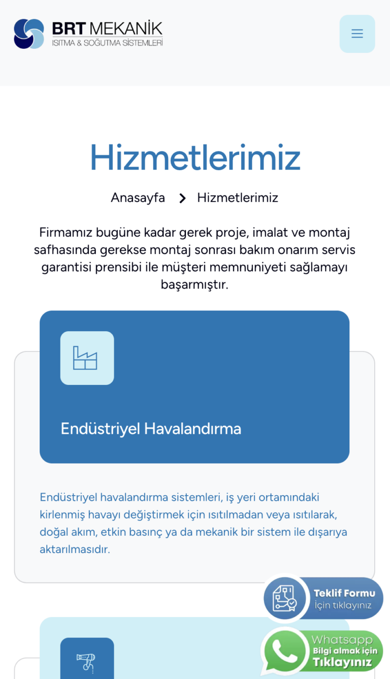 Havalandırma Sistemleri Kurumsal İnternet Sitesi